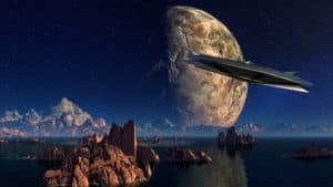 Ufo vor Mond